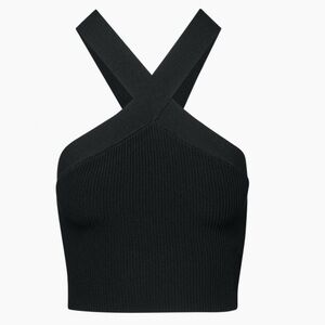 Aritzia Babaton Sculpt Knit Criss Cross Cropped Tank - Black - Size Small